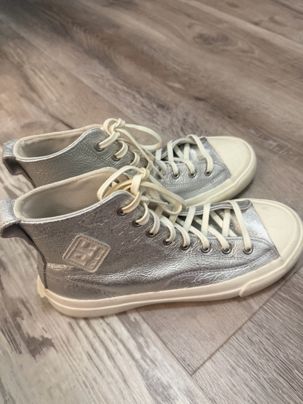 P.F Flyers Silver Metallic High Top Sneakers